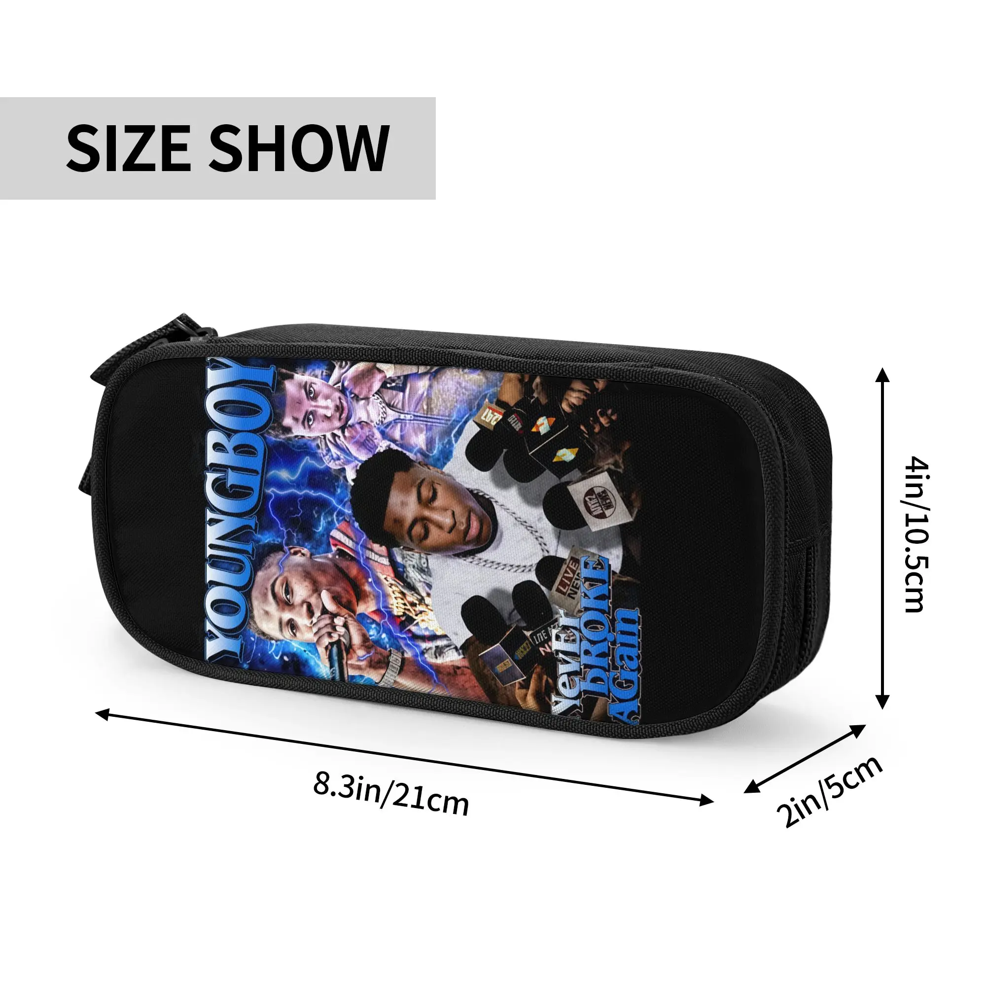 Фото Пеналы для ручек и карандашей NBA YoungBoy Never Broke Again для мальчиков и девочек, большая вместимость, сумка-коробка для ручек, школьные принадлежности №3