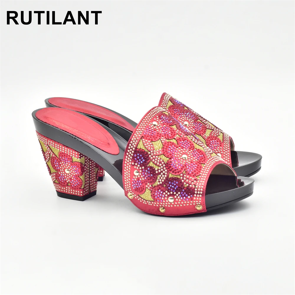 

New Arrival Crystal Wedding Shoes Womens Dress Shoes Open Toe Heels Womens Pumps Nigerian Women Wedding Shoes with Rhinestone