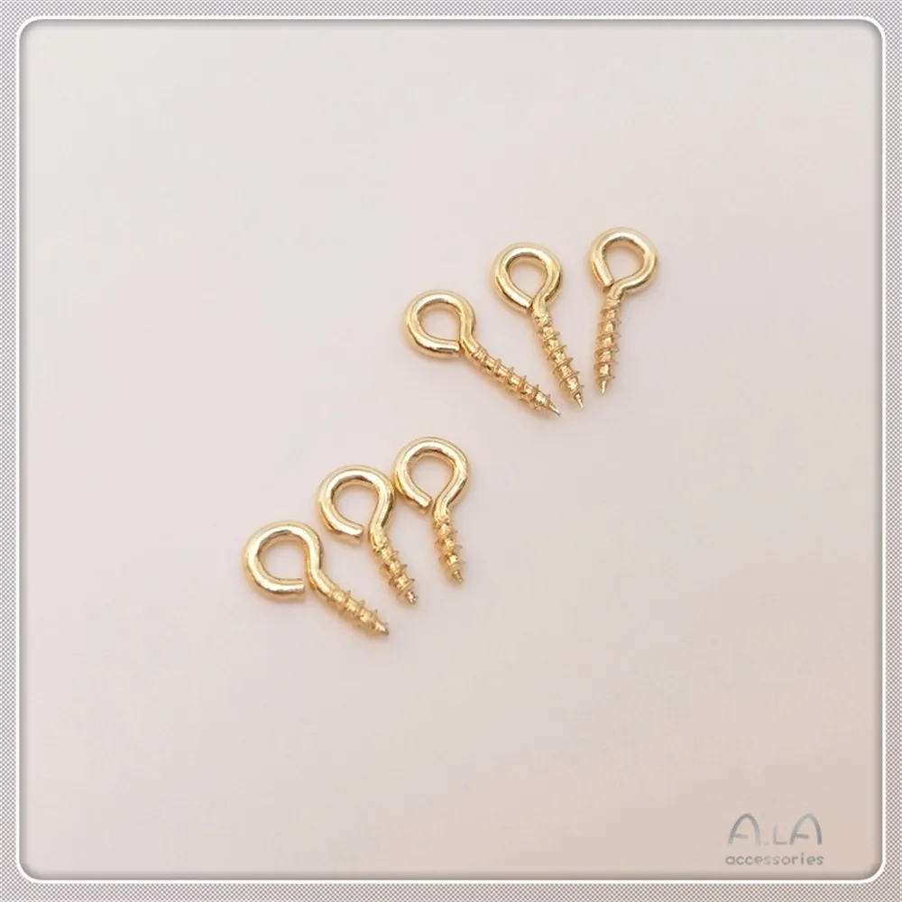 Купи 14K gold retaining color sheep eye nail 9 figure pin screw pendant ring hanging ring DIY pearl head accessories за 52 рублей в магазине AliExpress