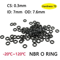 50pcs cs 0 3mm id 7mm od 7 6mm nitrile rubber o type ring sealing gasket automobile nbr o ring spacer oil resistant washer