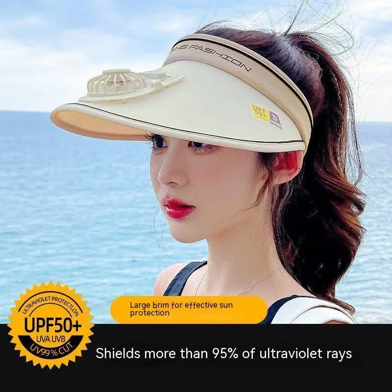   Summer Sun Hat with Fan Beach Hat 3-Speed Regulation Electric Fan Empty Cap Fishing Hiking Cap Sun Visor Breathable Golf Hat 