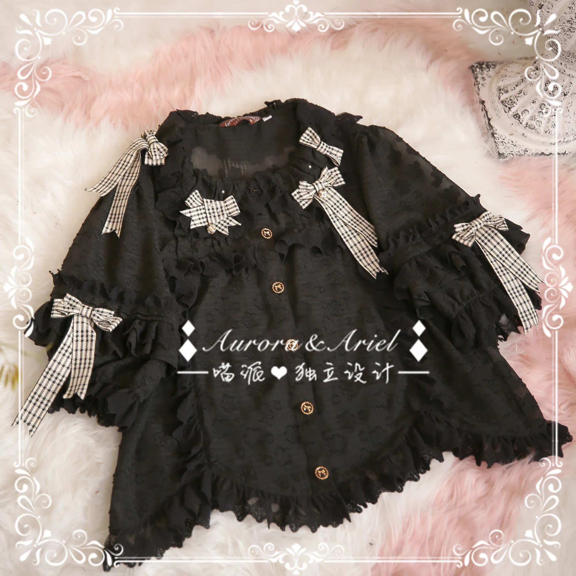 Женская рубашка с коротким рукавом и бантом летняя Милая жаккардовая блузка