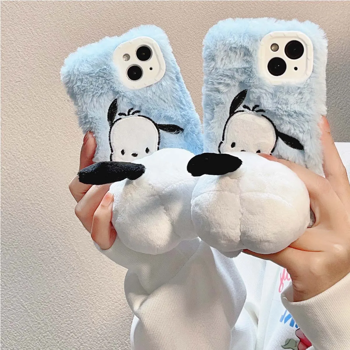 

Girl Cartoon Cute Swivel Tail Pacha Dog Plush Phone Case for iPhone 14 13 Pro Max 12 11 Plus Relieve Stre Soft Protective Shell