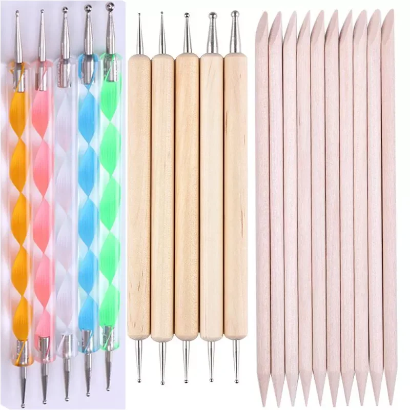 Multi-Styles Nail Wood Sticks Nail Dotting Pen Nail Brush Kits Nail Art Rhinestones Gems Picking Pen Nail Art Tools