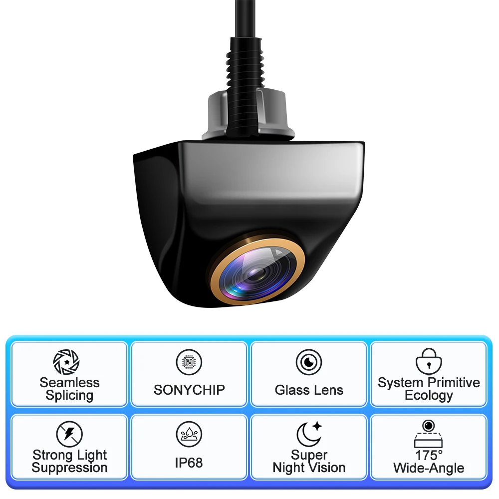 Автомобильная камера заднего вида AHD 1920x1080P 200 °   Для Fisheye Golden Lens Full HDR Night Vision Задняя передняя камера заднего вида автомобиля