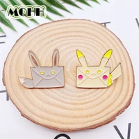 anime pokemon cartoon pikachu envelope brooch cute expression alloy badge backpack accessories gift