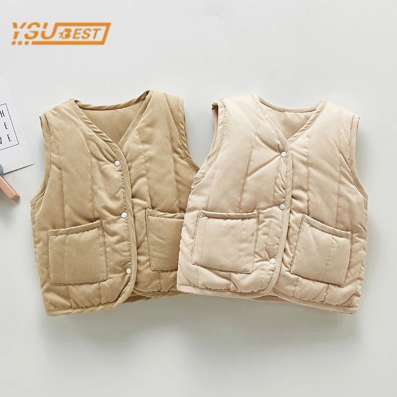 

Infant Baby Boys Girls Thicken Vest Coat Toddler Baby Boys Girls Waistcoat Winter Girls Boys Sleeveless Pure Color Cardigan Coat