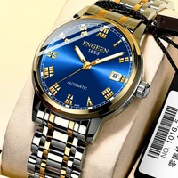 fngeen new fashion luminous mens watches automatic mechanical simple style stainless steel waterproof clock business watch 6035