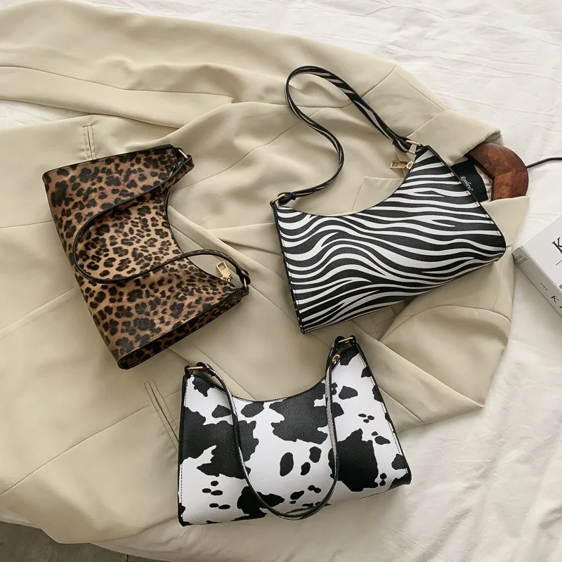 Fashion Zebra Print Women Luxury Handbag PU Simple Underarm Shoulder Bags Female Daily Design Totes Purse Pouch