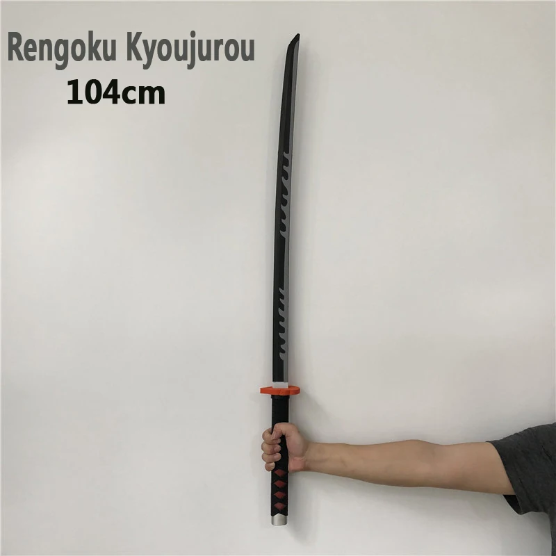 

Japan Cosplay Kimetsu no Yaiba Sword Weapon Demon Slayer Rengoku Kyoujurou Sword 1:1 Anime Ninja Knife PU toy gray 104cm