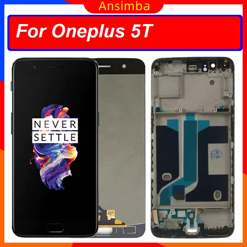 

100% протестированный оригинальный AMOLED ЖК-дисплей для Oneplus 5 T, сенсорный экран с рамкой в сборе для OnePlus 5 T A5010, ЖК-экран, дисплей