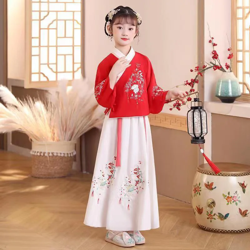 Новое китайское ретро платье Hanfu для девочек