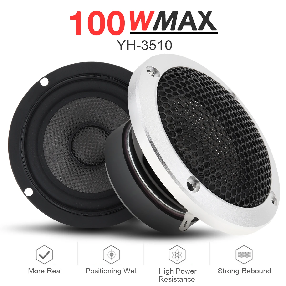 

1 Pair 3.5 Inch Audio Sound Speaker Set Pure Midrange Auto Three Frequency Modified Speakers Loudspeaker DIY Sound System