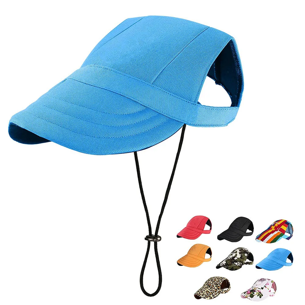 Dog Baseball Cap Adjustable Dog Outdoor Sport Sun Protection Pet Baseball Hat Cap Visor Sunbonnet Outfit with Ear Holes for Dogs
