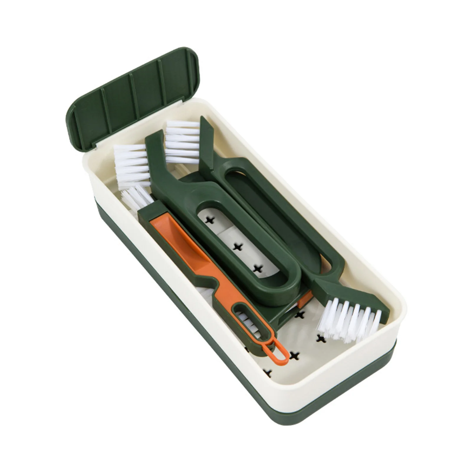 

Kitchen Cleaning Brush Set Floor Scrub Brushes with Drainage Storage Box Double Single Head Window Crevice Brushes for Tile