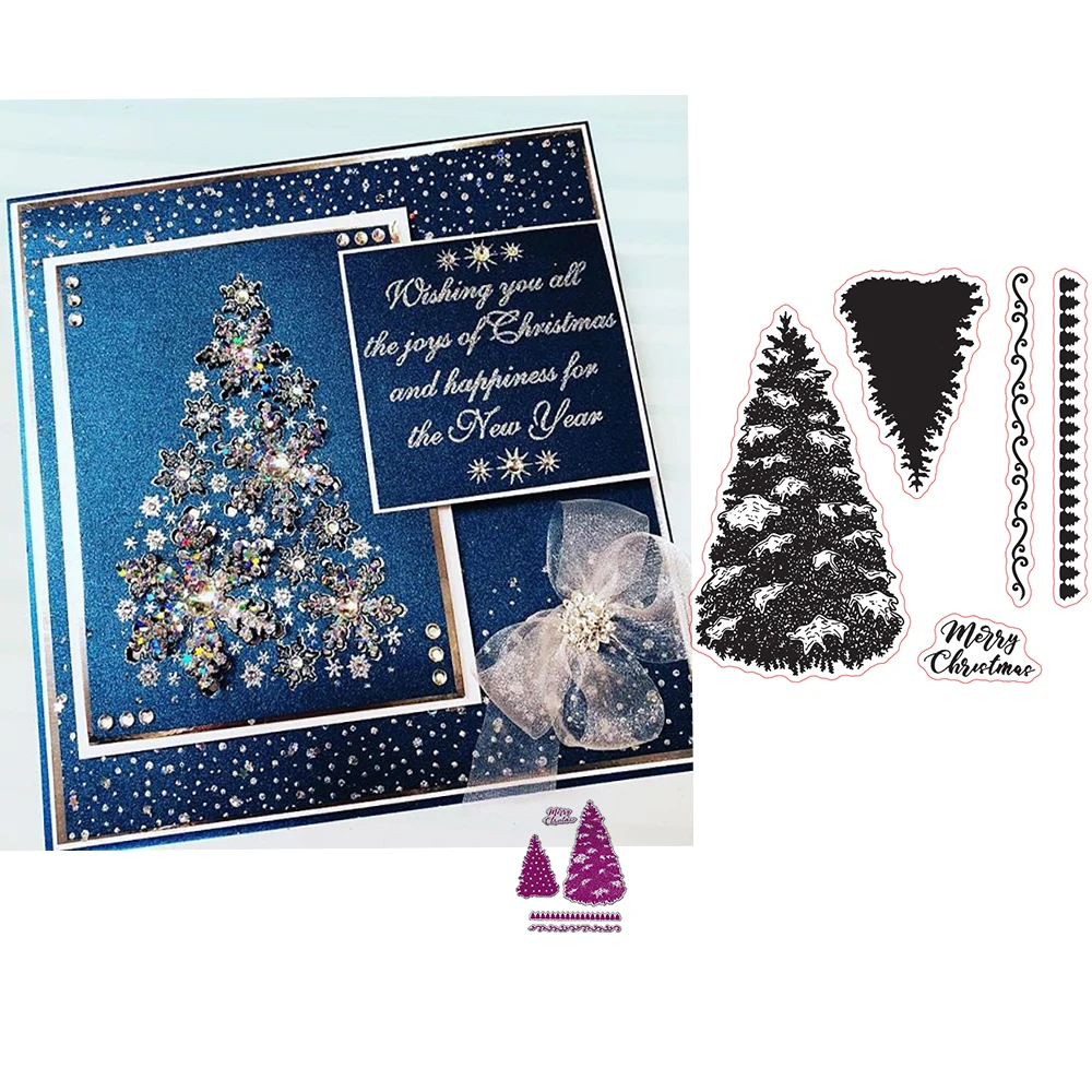 

Christmas Tree Card Background Metal Cut Dies and Stamps DIY Scrapbook Album Decor Embossed Paper Cards
