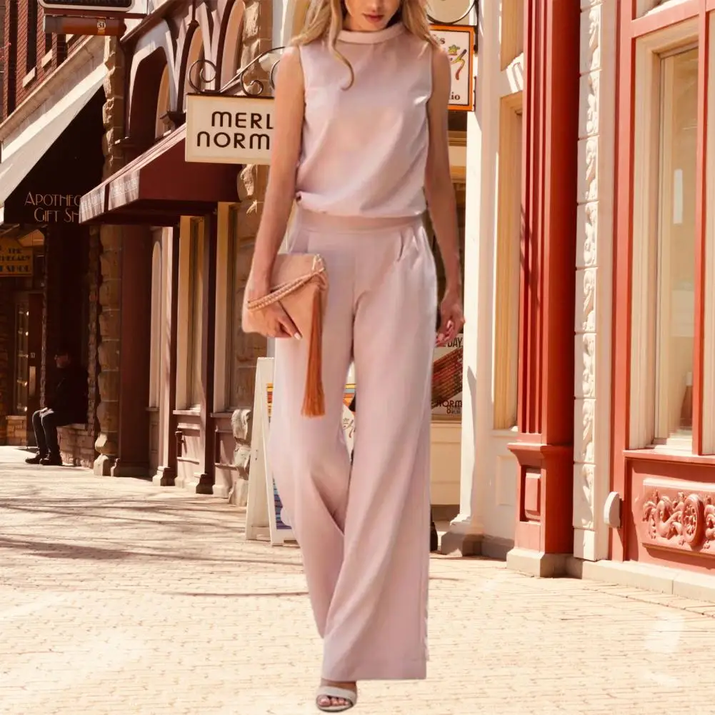 

Комбинезон женский летний без рукавов, свободная обувь с круглым вырезом и карманами, ромпер с широкими штанинами и глубоким шаговым швом, женская одежда