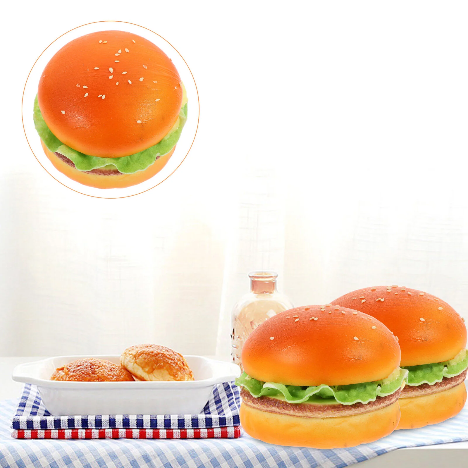 

Fake Food Artificial Burger Model Cake Models Bread Hamburgers Decor Decoration Prop Sandwich Table Burgers Realistic Kitchen