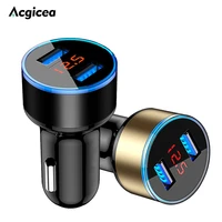 dual usb digital display car charger fast charging car phone charger for iphone 12 13 pro xiaomi huawei samsung quick chargers