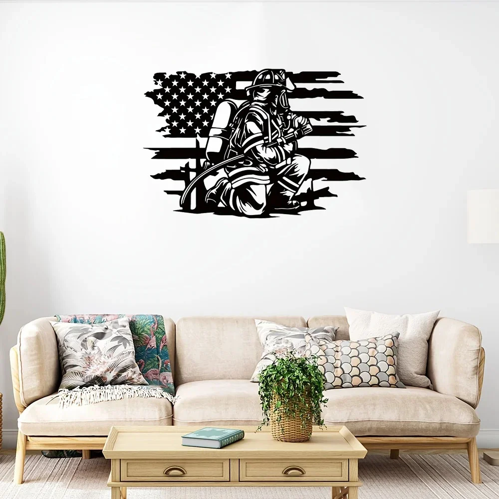 Металлический Настенный Декор Пожарного С Американским Флагом Современный