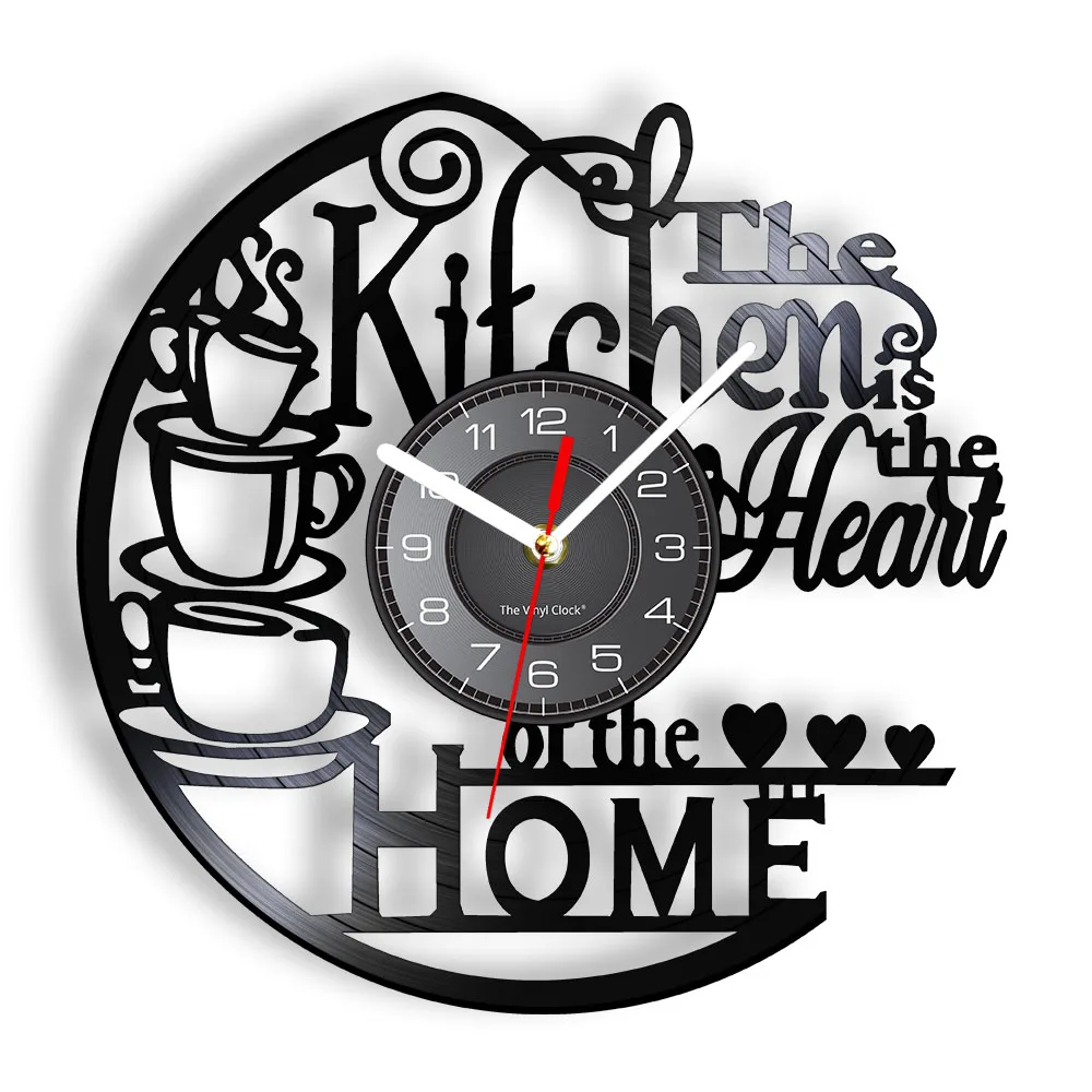 

Modern Design Vinyl Wall Clock The Kitchen The Heart Of The Home Inspired Vinyl Record Clock Kitchen Decor Noiseless Timepieces