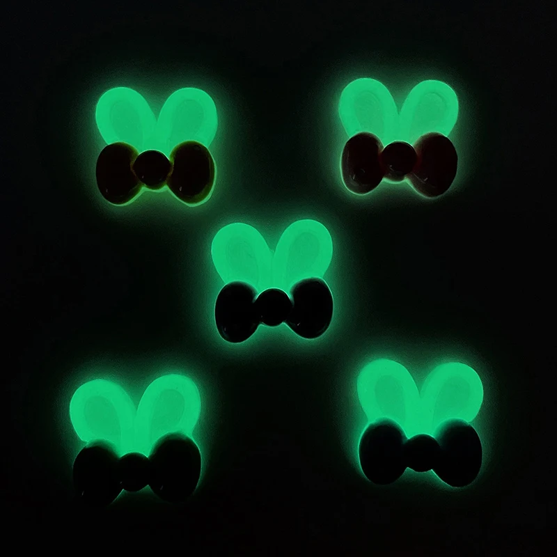 

2Pcs Luminous Mini Resin Rabbit Ears Car Dashboard Toys Figures Home Garden Decoration Cartoon Color Cute Car Ornaments Gifts