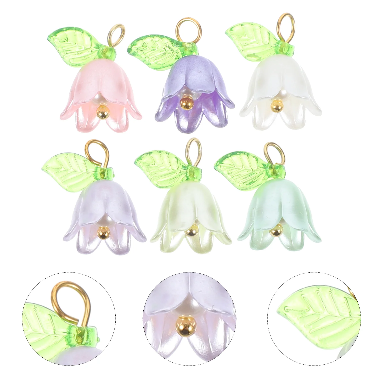 

60 Pcs Lily The Valley Beads Pendant Charms Bracelet Jewelry Making Flower Dangle Earrings Bulk Necklace