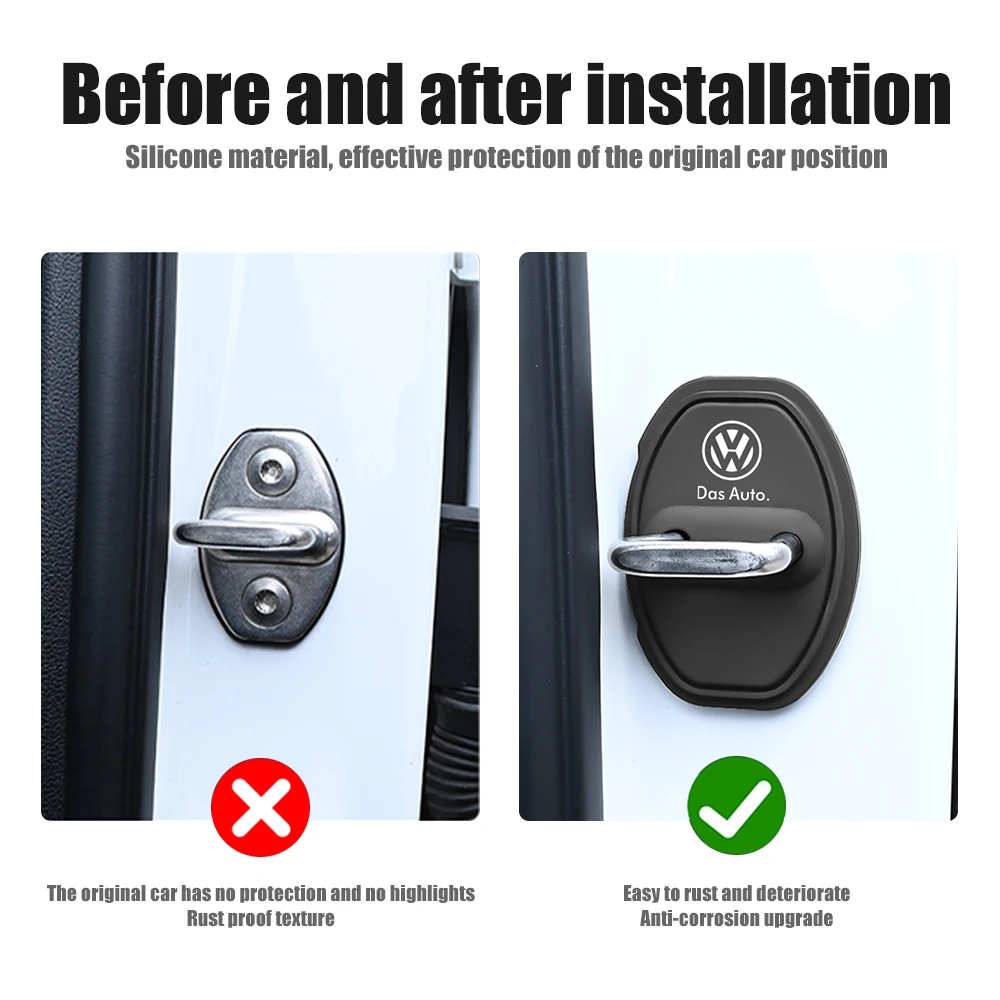 2/4pcs Silicone Car Door Lock Buckle Protector Cover For Volkswagen VW Golf Polo Tiguan Passat Touareg Magotan Touran GTI Rline