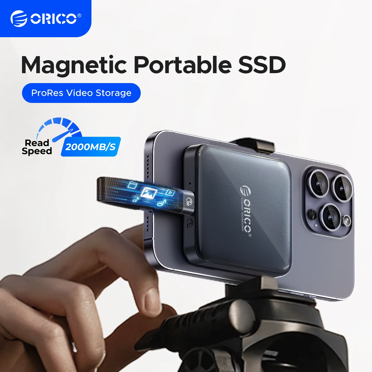 Фото Портативный SSD-накопитель ORICO, внешний твердотельный накопитель с интерфейсом usb, 20 Гбит/с, поддерживает видеозапись 4K prors для iPhone 15 Series №1