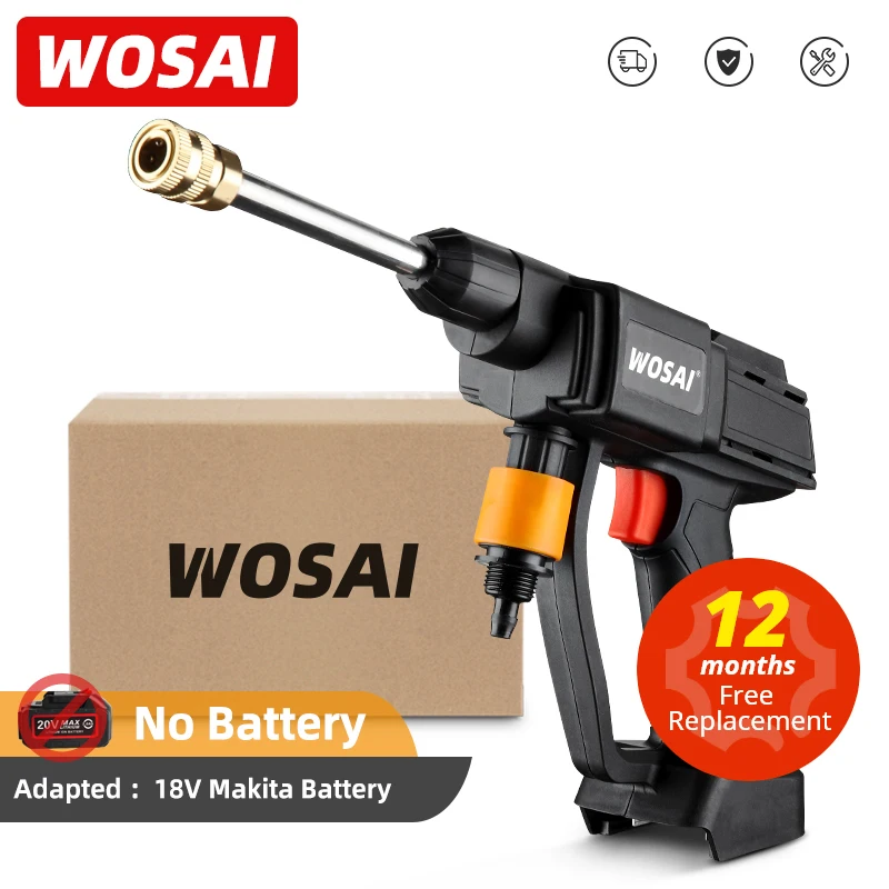 WOSAI Wireless High Car Washer 20V 22BAR Pressure Car Wash Water Gun Portable High Pressure Washer Foam for Makita Battery