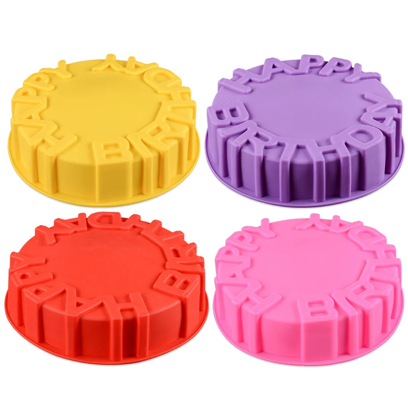 

Силиконовая форма на день рождения, круглая форма для торта, форма для выпечки, хлебный пирог, посуда для выпечки, украшение для торта на ден...