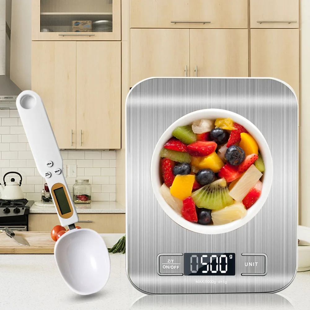 

10/5/0.5Kg Portable Kitchen Scales Stainless Steel Weighing For Food Diet Postal Balance Measuring LCD Precision Electronic