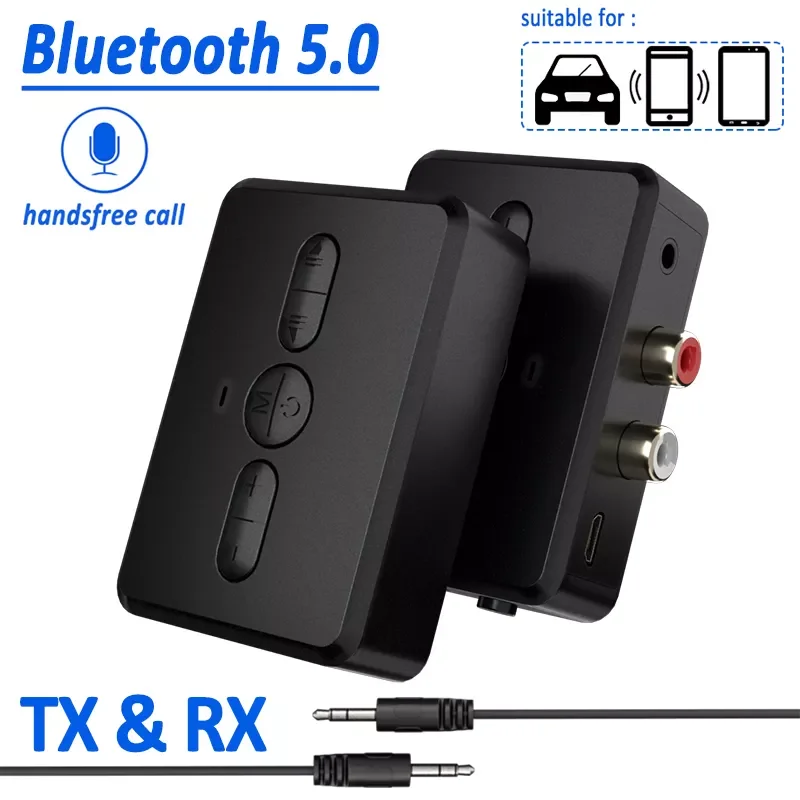 

Bluetooth 5.0 Receiver Transmitter 400mah 3.5mm AUX Jack RCA Music Wireless Audio Adapter & Mic Handsfree Call For Car PC