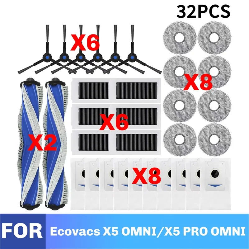 Фото N98R для Ecovacs X5 OMNI/X5 PRO OMNI Сменный мешок для пыли Основная боковая щетка Фильтр Аксессуары для швабры Робот-пылесос №4