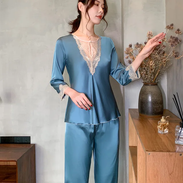 костюм для сна женский. пижамный комплект xifenni. шелковое белье женское.