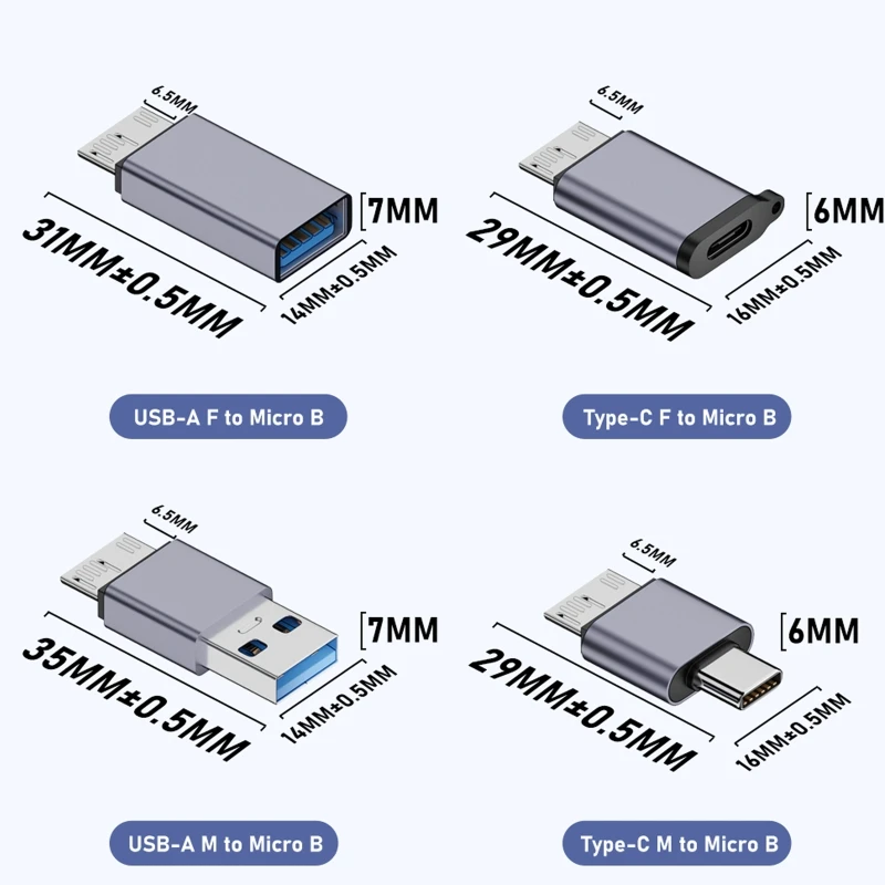 Переходник с USB C на Micro B USB 3,0, переходник с Type C «мама» на Micro B «папа», быстрая зарядка USB Micro 3,0 на Type C, супер скорость для ноутбука, HDD (art.: 3920c24cef4cd) - 3920c24cef4cd
