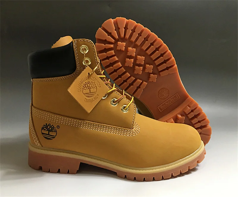 

TIMBERLAND Men's Classic Yellow Solid Ankle Boots Women High-Top Wheat Color Nubuck Leather Upper Shoes 10061 Size Eur 40-46