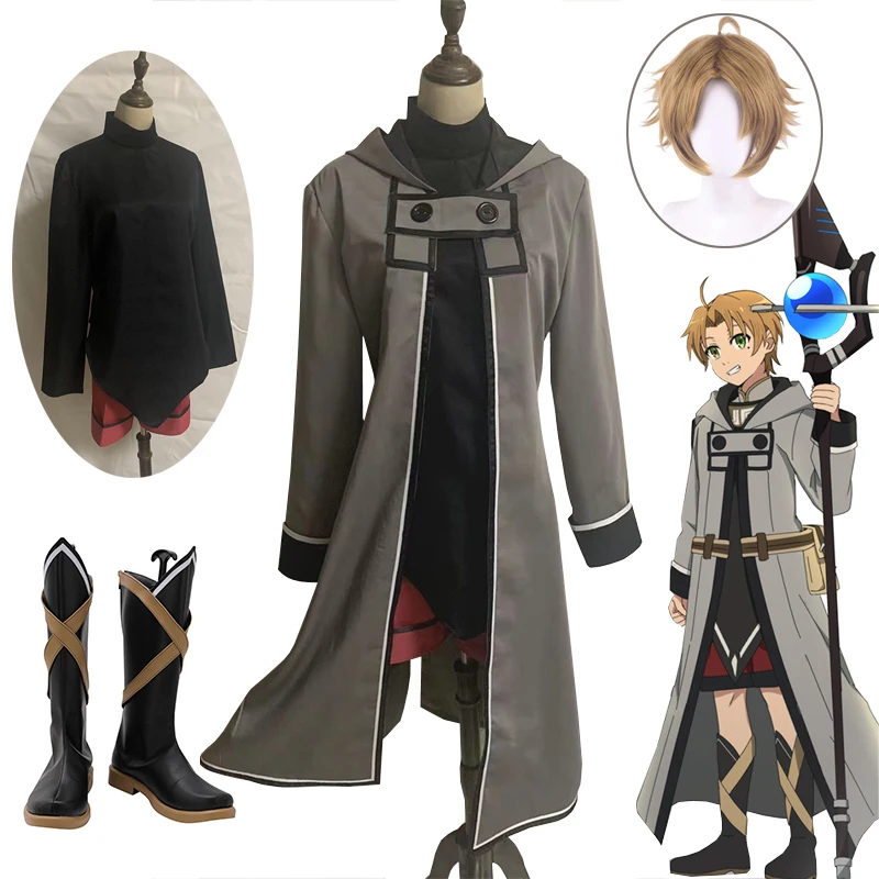 

Mushoku Tensei: Jobless Reincarnation Rudeus Greyrat Cosplay Costume Rudeus Greyrat Cloth Wig Shoes Halloween Carnival Party