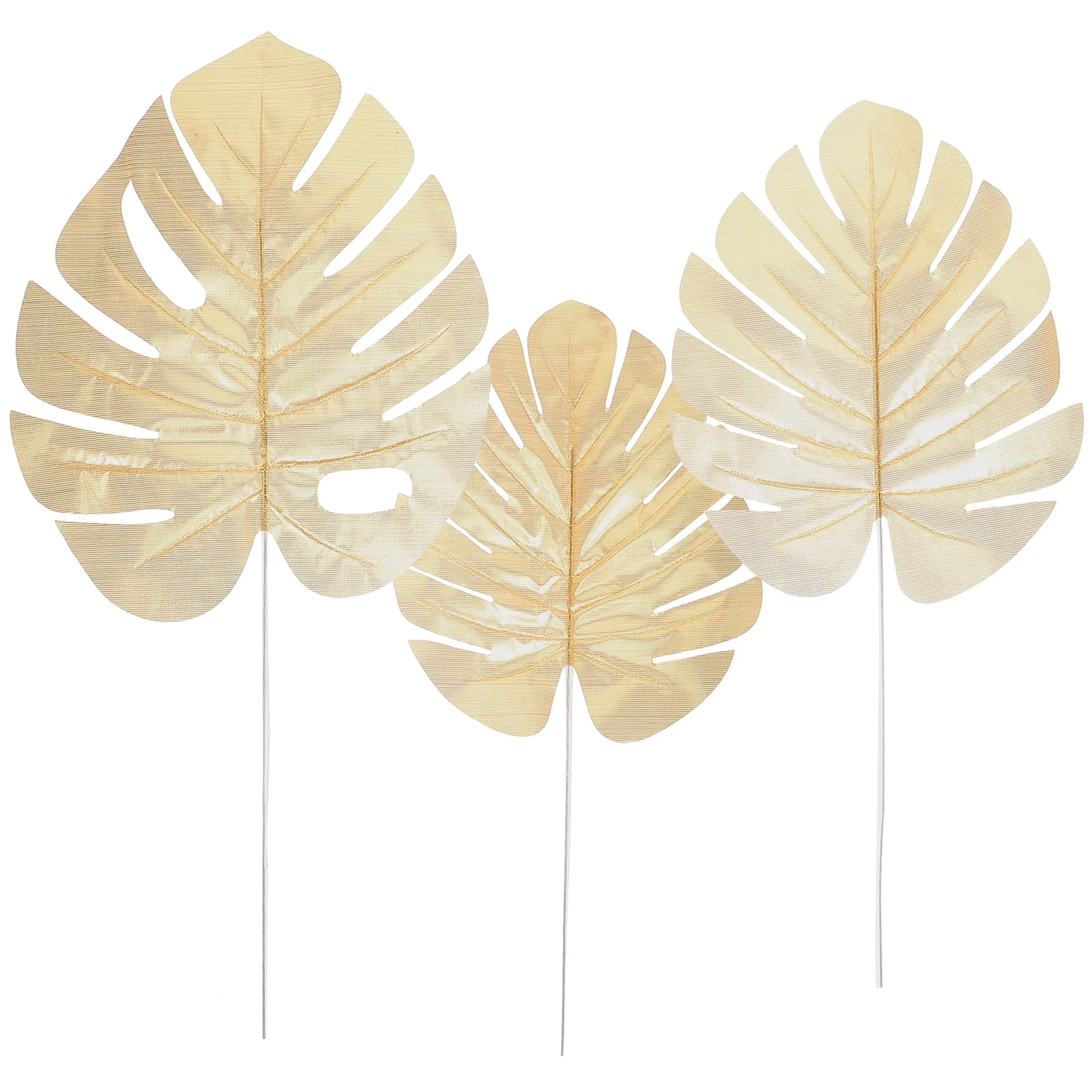 

12pcs Golden Monstera Stem DIY Simulation Lifelike Jungle Leaf Pick Photo Prop Leaf Cake Topper for Wedding Birthday Party