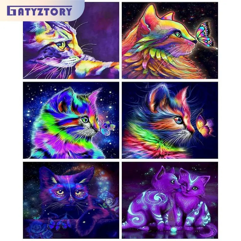 

GATYZTORY New Arrival Diamond Painting Cat 5D DIY Full Layout Diamond Embroidery Animal Rhinestone Mosaic Moon Home Decor