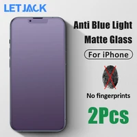 2pcs full cover anti blue light matte tempered glass for iphone 13 12 mini 11 pro xs max x xs xr se 8 7 6s plus screen protector
