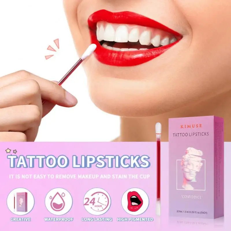 

Non-stick Cup Dye Lip Lip Tint Lipgloss Cotton Swab Lipstick Liquid Lipstick Lip Gloss Disposable Hygiene 20pcs Box Lips Makeup
