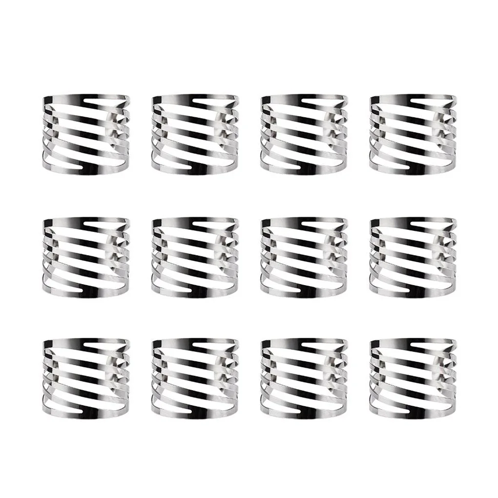 

12pc Alloy Metal Napkin Rings for Wedding Table Decoration Holder Party Napkin Ring Decoration Dinner Cloth Buckle Decor