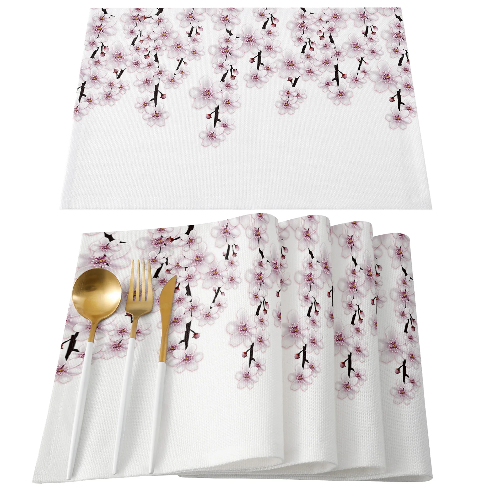 Весенняя скатерть в виде ветки цветущей вишни свадебное украшение для стола
