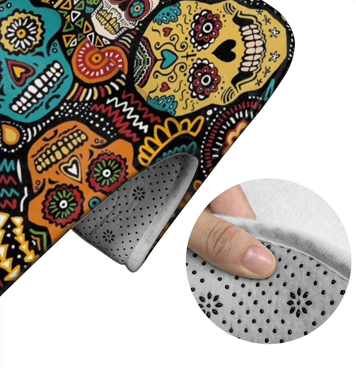 

Mexican Sugar Skulls (Cm Bathroom Mat Sets 3 Piece Set Rugs Memory Foam Mat Set Toilet Seat Cover Bath mat Lid Cover