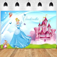 cinderella princess backdrop girls happy birthday party kids castle photograph background photo banner decoration studio prop