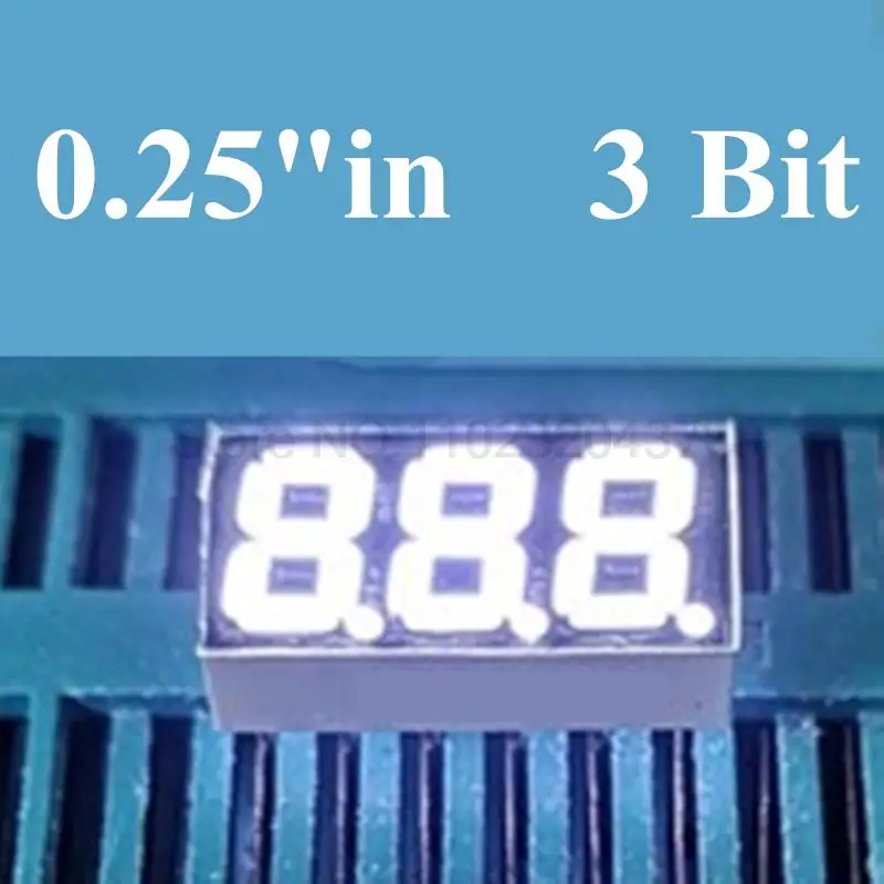 

Белый 7-сегментный дисплей 0,25 дюйма, 3-разрядная цифровая трубка, дисплей 0,25 дюйма, стандартный анодный катод 15*8*4 мм