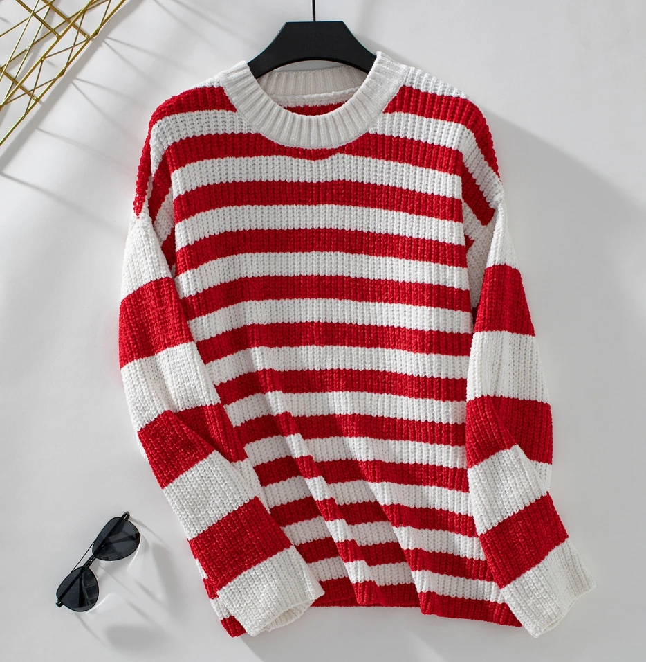 Повседневный Модный женский полосатый пуловер с блокировкой свитер для женщин