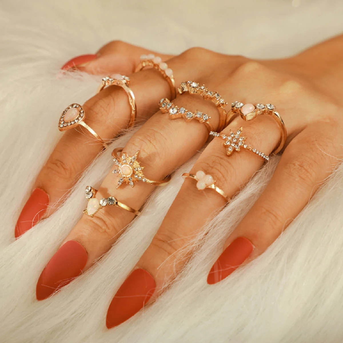 10 шт. новый европейский и женский набор с бриллиантовым кольцом звездой короной