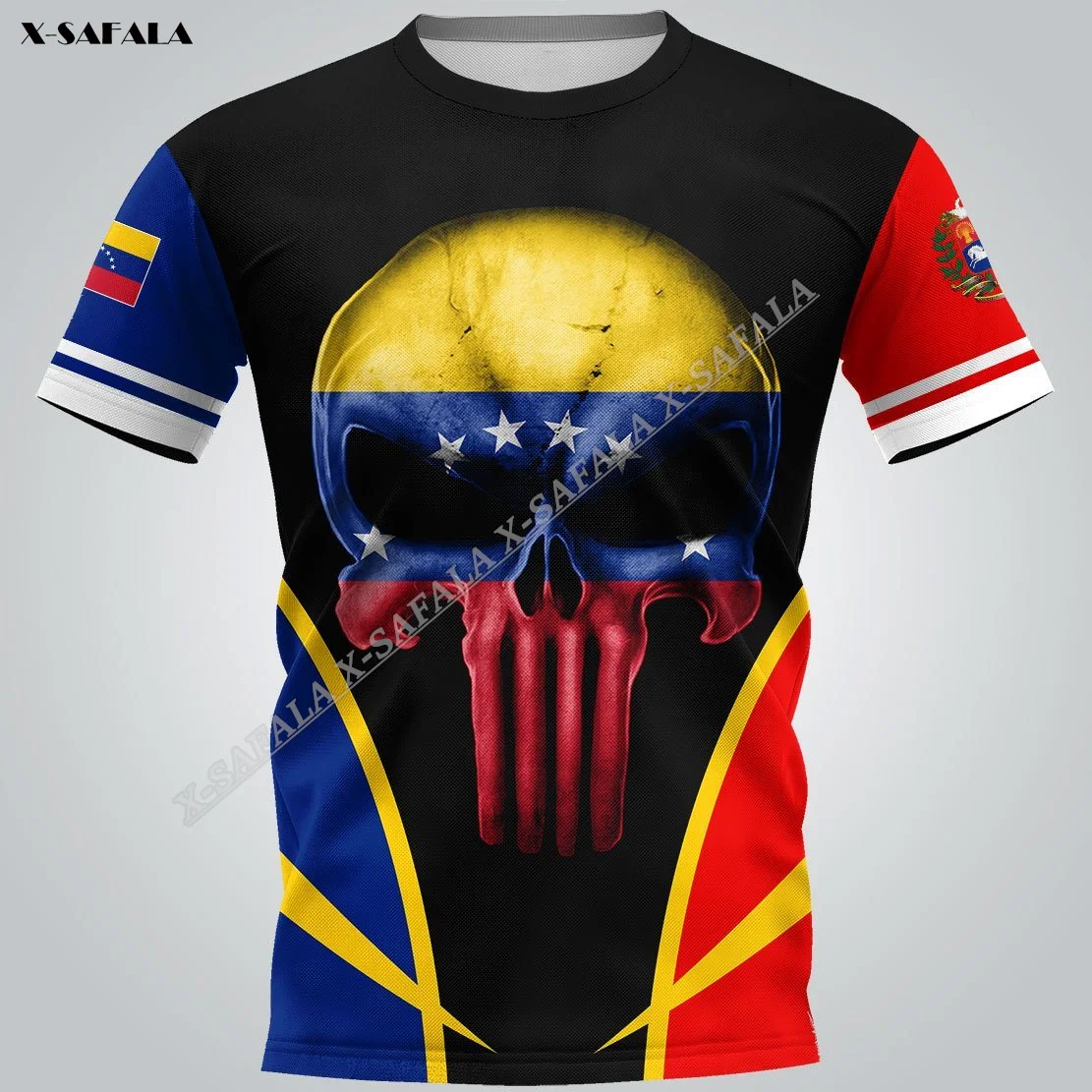 

Мужская футболка с 3D-принтом черепа, Венесуэлы, Латиноамериканский флаг, карта, дышащий жилет с коротким рукавом из молочного волокна